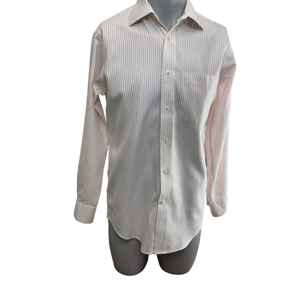 Guy Laroche Paris men’s long sleeve shirt size 15 1/2/33 white w/red
